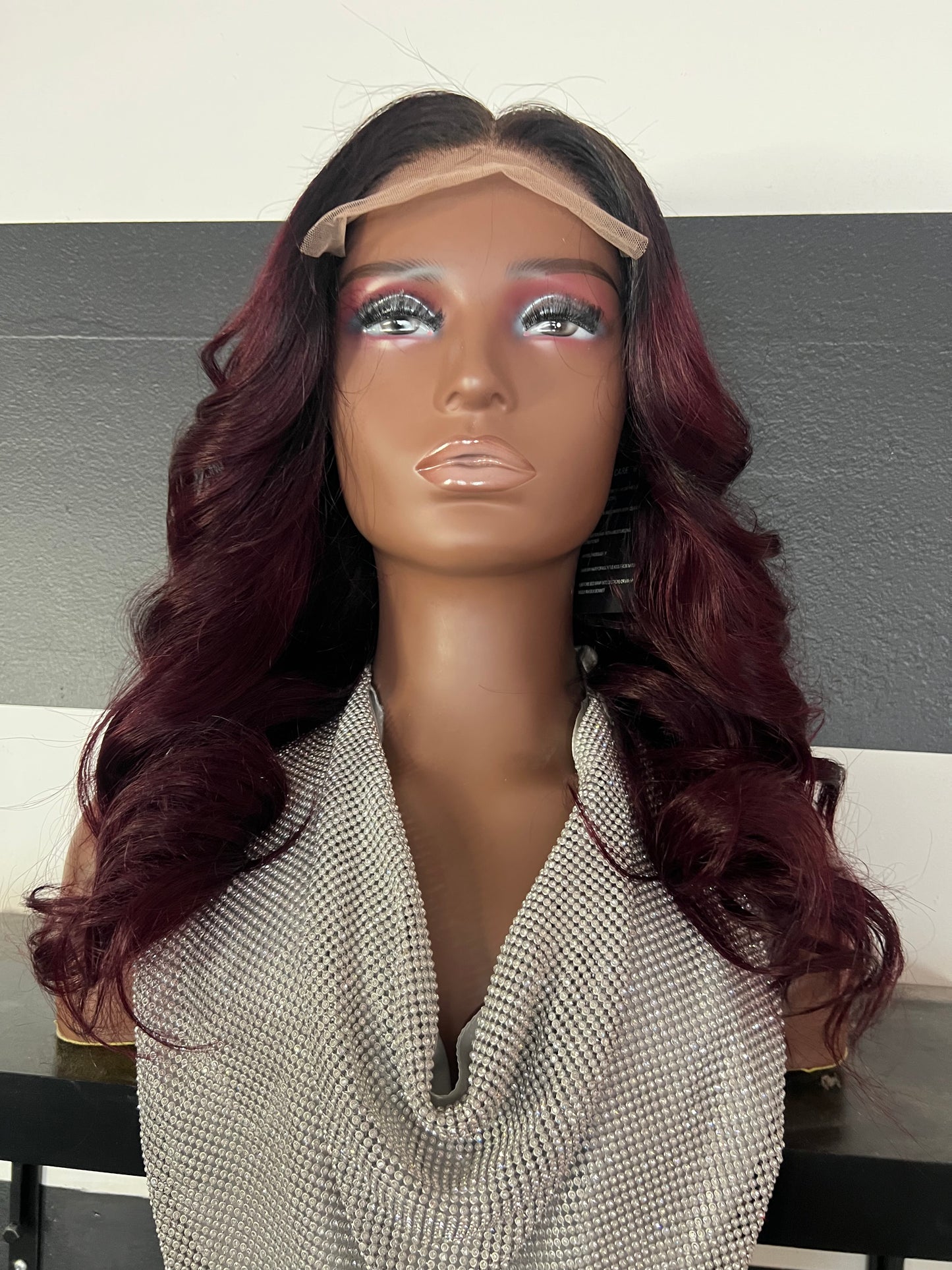 Ombré dark burgundy
