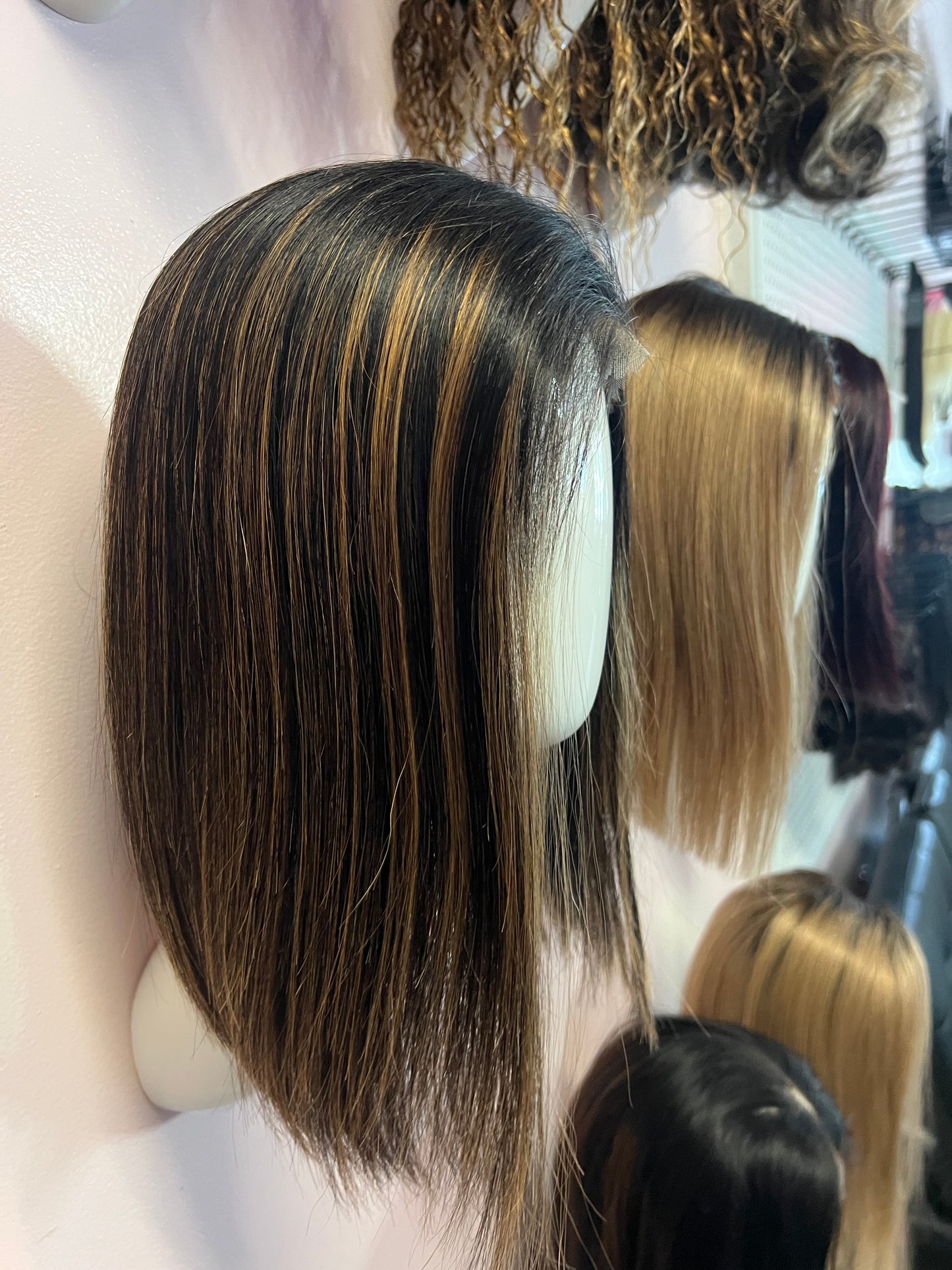 Blonde streak bob