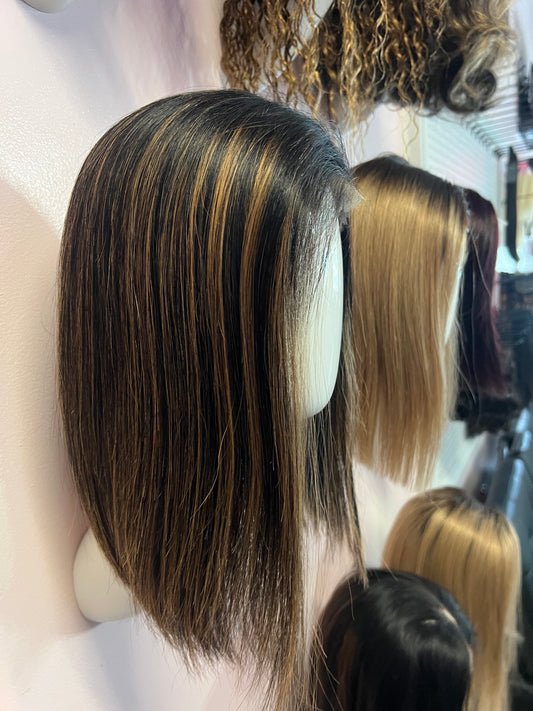 Blonde streak bob